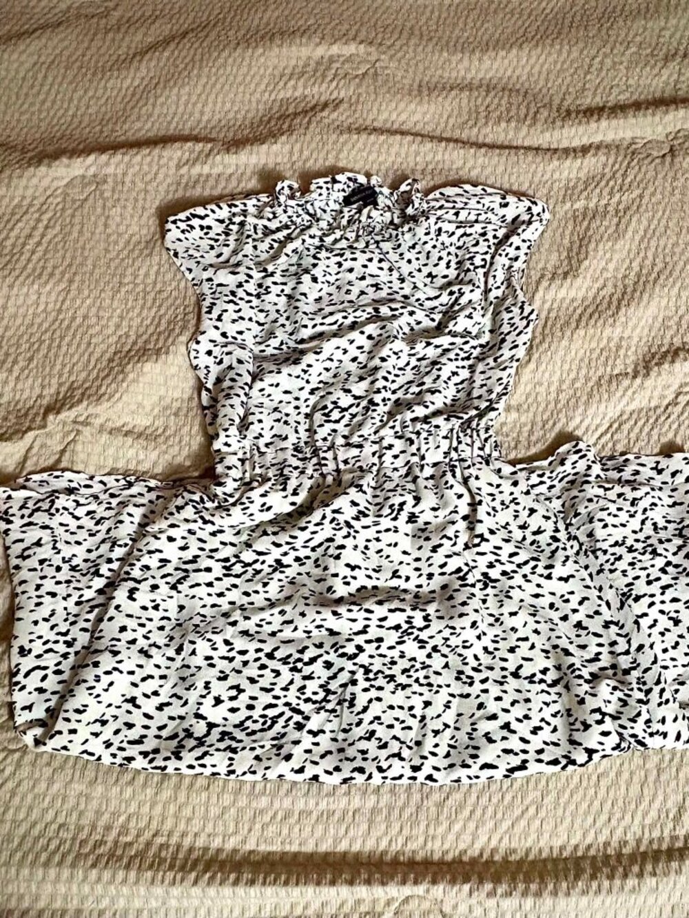 Banana Republic Petite 6 Black & White Pattern Midi Dress Classic Workwear